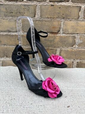 Silk Pink Rose Ankle Strap Stiletto by Ralph Lauren Collection